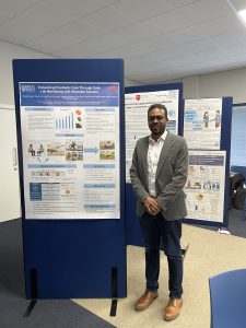 Mustafa Ahmed presenting poster at ISPO UK MS ASM 2025
